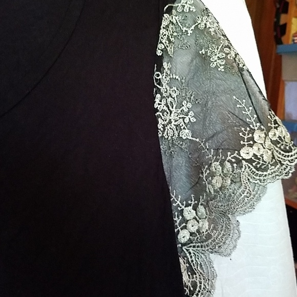 Tagless Black Soft Stretchy Blouse Sheer Lace - Picture 2 of 2